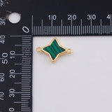 18K Gold PVD Malachite Star Connector Charm Charms Connectors 13x18mm - Tarnish Resistant