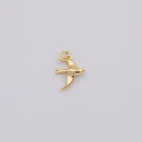 18K Gold PVD bird dove swift seagull charm 12x14mm flying - Tarnish Resistant