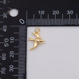 18K Gold PVD bird dove swift seagull charm 12x14mm flying - Tarnish Resistant