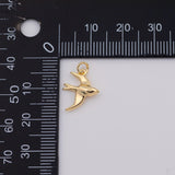 18K Gold PVD bird dove swift seagull charm 12x14mm flying - Tarnish Resistant