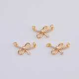 18K Gold pvd Bow Ribbon Connector charm - Tarnish Resistant