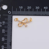 18K Gold PVD Bow Ribbon Connector charm - Tarnish Resistant