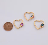 18K Gold PVD Carabiner Screw Clasp Heart - Tarnish Resistant
