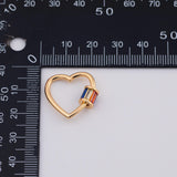 18K Gold PVD Carabiner Screw Clasp Heart - Tarnish Resistant