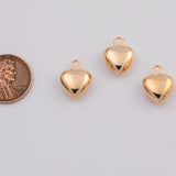 18K Gold PVD Puffy Heart charm - Tarnish Resistant