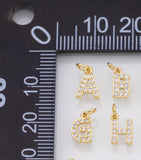 Gold PVD Initials Pave Rhinestone Alphabet letters ABC charm Initial Letter Gold PVD Ion Plated Tarnish Resistant - approx 10x6mm
