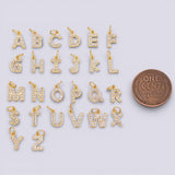 Gold PVD Initials Pave Rhinestone Alphabet letters ABC charm Initial Letter Gold PVD Ion Plated Tarnish Resistant - approx 10x6mm