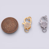 Pave Lobster Clasp PVD Ion Plated Gold and Silver Tone Tarnish Resistant 10x15mm