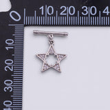 Silver Star Toggle Clasp PVD Plated White Gold Silver Tone Tarnish Resistant 14mm