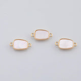 18K Gold PVD Rectangle Mother of Pearl Connector 10x17mm Connectors Pendant Charms - Tarnish Resistant