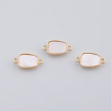 18K Gold PVD Rectangle Mother of Pearl Connector 10x17mm Connectors Pendant Charms - Tarnish Resistant