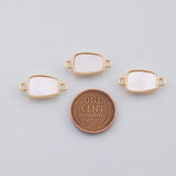 18K Gold PVD Rectangle Mother of Pearl Connector 10x17mm Connectors Pendant Charms - Tarnish Resistant