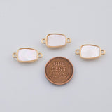 18K Gold PVD Rectangle Mother of Pearl Connector 10x17mm Connectors Pendant Charms - Tarnish Resistant