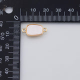 18K Gold PVD Rectangle Mother of Pearl Connector 10x17mm Connectors Pendant Charms - Tarnish Resistant