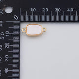 18K Gold PVD Rectangle Mother of Pearl Connector 10x17mm Connectors Pendant Charms - Tarnish Resistant