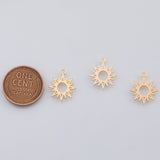 18K Gold PVD Sun Burst Charm Sunburst 13mm Open Celestial Sun Ray Pendant Charms AG-703 - Tarnish Resistant