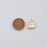 18K Gold PVD four leaf clover charm lucky irish 12mm mother of pearl face - Tarnish Resistant
