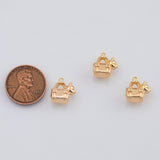 18K Gold PVD dog in a basket 12x13x7mm charm pendant charms - Tarnish Resistant