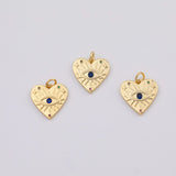 18K Gold PVD evil eye heart charm 15x15mm pendant charms - Tarnish Resistant