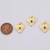 18K Gold PVD evil eye heart charm 15x15mm pendant charms - Tarnish Resistant