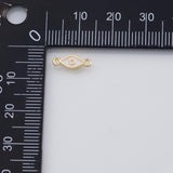 18K Gold PVD small evil eye connector white enamel connectors 4x12mm pendant charms - Tarnish Resistant