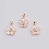 18K Gold PVD daisy flower charm 15mm mother of pearl back pendant charms - Tarnish Resistant