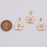 18K Gold PVD daisy flower charm 15mm mother of pearl back pendant charms - Tarnish Resistant