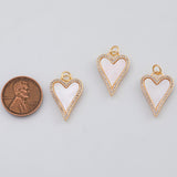 18K Gold PVD 14K Heart Charm 15x22mm Mother of Pearl Back Pendant Charms - Tarnish Resistant