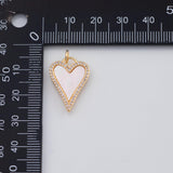 18K Gold PVD 14K Heart Charm 15x22mm Mother of Pearl Back Pendant Charms - Tarnish Resistant