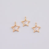 18K Gold PVD Mother of Pearl Star Charm 12mm Pendant Charms - Tarnish Resistant