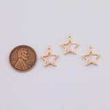 18K Gold PVD Mother of Pearl Star Charm 12mm Pendant Charms - Tarnish Resistant