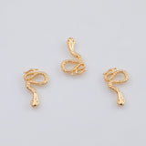 18K Gold PVD 14K Snake Charm 17x20mm Pendant Charms - Tarnish Resistant