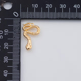18K Gold PVD 14K Snake Charm 17x20mm Pendant Charms - Tarnish Resistant