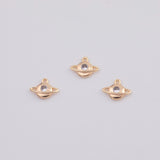 18K Gold PVD Celestial Saturn Planet Micro d Star Bail Pendant | AA-1186 Charm Pendant Charms 9x12mm - Tarnish Resistant