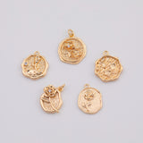18K Gold PVD flower charm rose 5 petal flower about 15mm - Tarnish Resistant