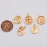 18K Gold PVD flower charm rose 5 petal flower about 15mm - Tarnish Resistant