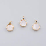 18K Gold PVD Hexagon mother of pearl charm - Tarnish Resistant