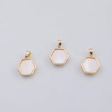 18K Gold PVD Hexagon mother of pearl charm - Tarnish Resistant