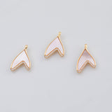 18K Gold pvd Whale tail dolphin tail mother of pearl charm - Tarnish Resistant