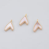 18K Gold PVD Whale tail dolphin tail mother of pearl charm - Tarnish Resistant