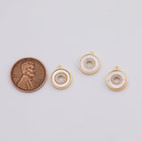 18K Gold PVD Mother of Pearl Circle charm - Tarnish Resistant