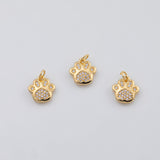 18K Gold PVD 14k dog paw paws charm 12x13mm cat paw - Tarnish Resistant