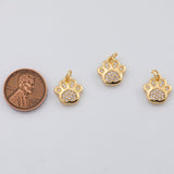 18K Gold PVD 14k dog paw paws charm 12x13mm cat paw - Tarnish Resistant