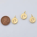 18K Gold PVD Baby Feet Foot Prints Footprint Charm 12mm - Tarnish Resistant