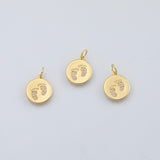 18K Gold PVD Baby Feet Foot Prints Footprint Charm 12mm - Tarnish Resistant