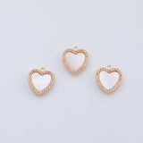 18K Gold PVD heart charm 13mm mother of pearl back pendant charms - Tarnish Resistant