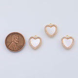 18K Gold PVD heart charm 13mm mother of pearl back pendant charms - Tarnish Resistant