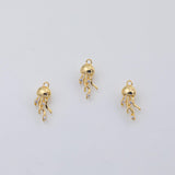 18K Gold PVD jellyfish charm squid octopus ocean beach charms 7x17mm - Tarnish Resistant