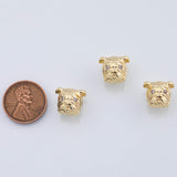 18K Gold PVD Bulldog Dog Charm Pitbull Bead centerpiece with eyes 11x13mm 1 piece - Tarnish Resistant