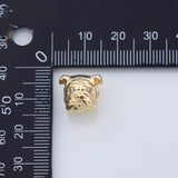 18K Gold PVD Bulldog Dog Charm Pitbull Bead centerpiece with eyes 11x13mm 1 piece - Tarnish Resistant